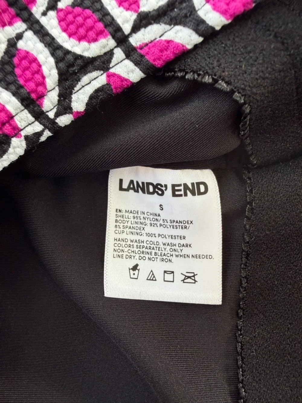 Lands End Geometric Retro One-piece Swimsuit Halter Bathing Suit Women SZ S NWT